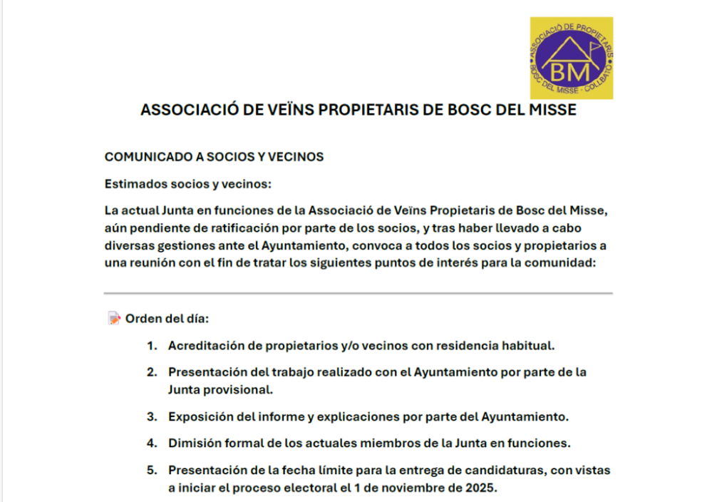 Convocatòria Bosc del Misser