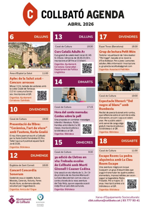Agenda Collbató Abril 2026
