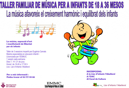 Cartell del taller familiar de música per a infants